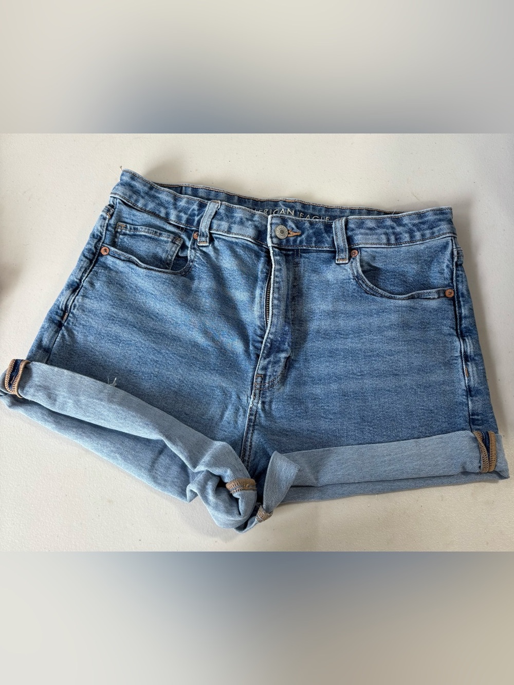 American Eagle Outfitters Medium Blue Denim Shorts with Rolled Hem